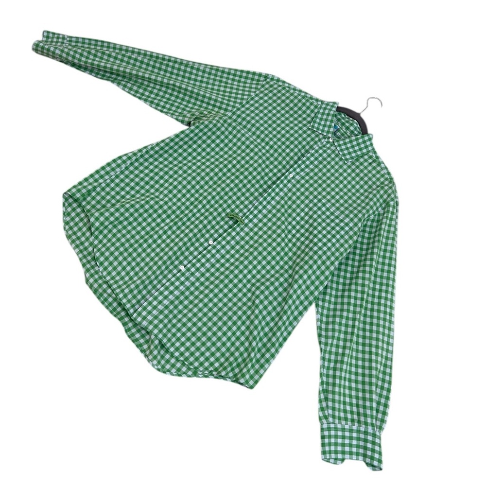 J. McLaughlin men’s Green gingham check cotton casual Shirt size xl